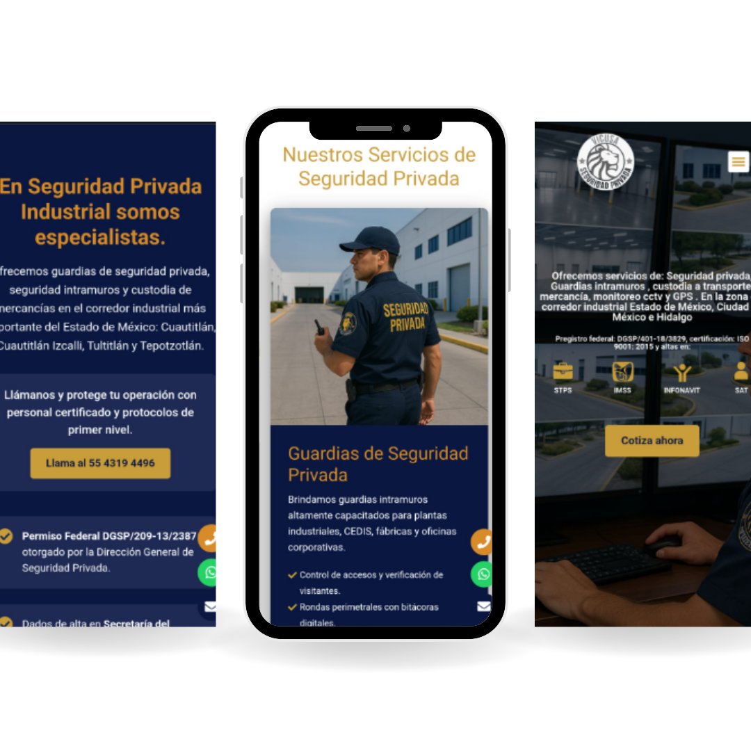 Sitio web de Vicusa. Seguridad Privada